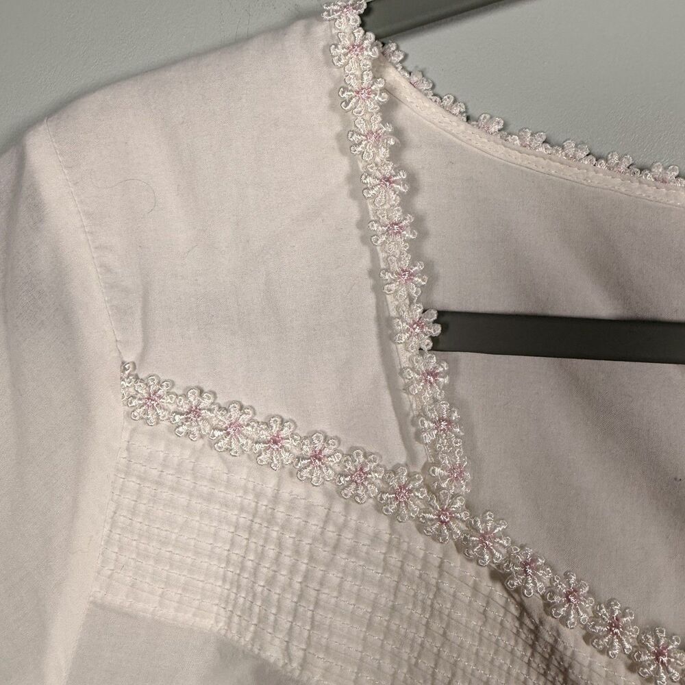 Lanz Of Salzburg Nightgown Daisy Floral White Cap Sleeve Cotton Prairie XL Gown - Picture 3 of 7
